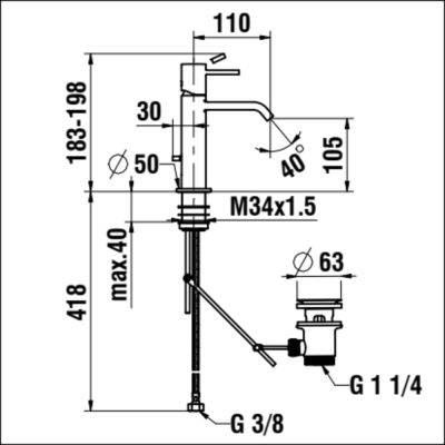 Laufen Meda bateria umywalkowa stojąca chrom HF506603100000