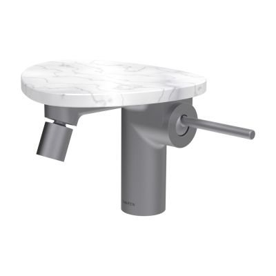Laufen Ada bateria bidetowa stojąca stal nierdzewna/biały marmur HF506710505060