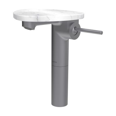 Laufen Ada bateria umywalkowa stojąca wysoka stal nierdzewna/biały marmur HF506714505060