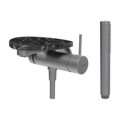 Laufen Ada bateria wannowo-prysznicowa ścienna stal nierdzewna/czarny marmur HF506765506060