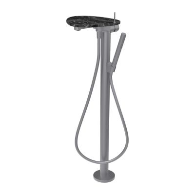 Laufen Ada bateria wannowo-prysznicowa wolnostojąca stal nierdzewna/czarny marmur HF506781506060