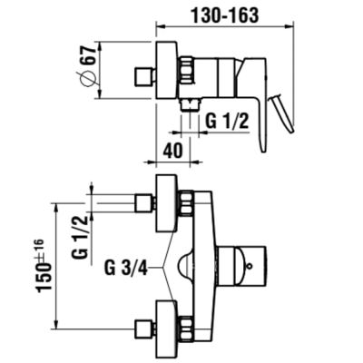 Laufen Pro X bateria prysznicowa ścienna czarna HF506950198630