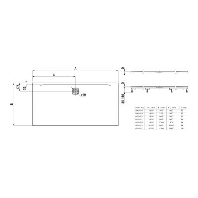 Laufen Pro brodzik 180x80 cm prostokątny kompozyt Marbond beton architektoniczny H2109550790001