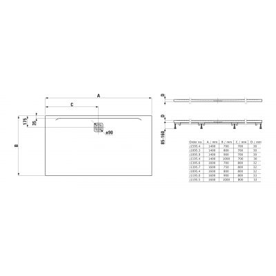 Laufen Pro brodzik 160x100 cm prostokątny kompozyt Marbond beton architektoniczny H2119550790001