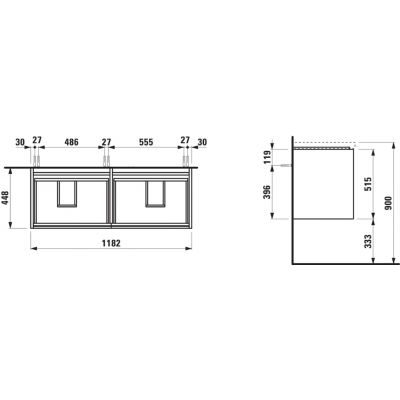 Laufen Lani szafka 118x45x51,5 cm podumywalkowa wisząca biały połysk H4035741122611