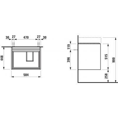 Laufen Lani szafka 58,5x45x51,5 cm podumywalkowa wisząca dąb H4039421122671