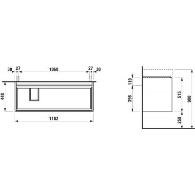 Laufen Lani szafka 118x45x51,5 cm podumywalkowa wisząca dąb H4039721122671