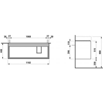Laufen Lani szafka 118x45x51,5 cm podumywalkowa wisząca biała H4039821122611