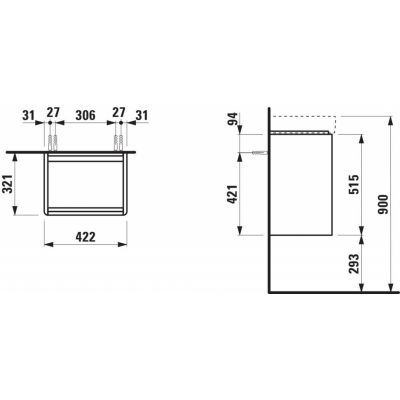 Laufen Base 2.0 szafka 42x32x51,5 cm podumywalkowa wisząca dąb H4112211082671