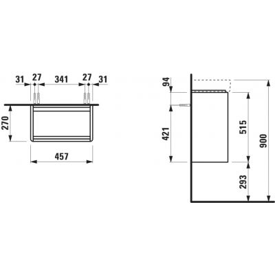 Laufen Base 2.0 szafka 45,7x27x51,5 cm podumywalkowa wisząca dąb H4112311082671