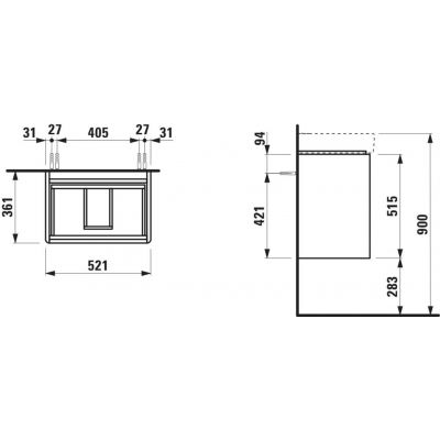 Laufen Base 2.0 szafka 52x36x51,5 cm podumywalkowa wisząca biała H4112521082611