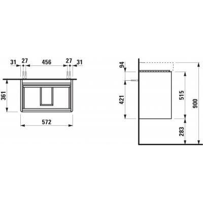 Laufen Base 2.0 szafka 57x36x51,5 cm podumywalkowa wisząca H4112621089901
