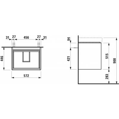 Laufen Base 2.0 szafka 57x44,5x51,5 cm podumywalkowa wisząca biała H4112721082611