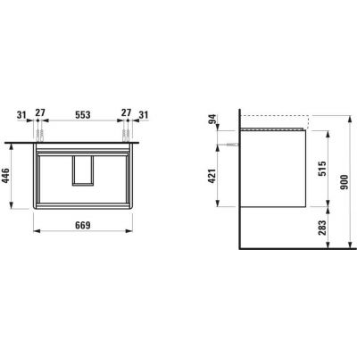 Laufen Base 2.0 szafka 67x44,5x51,5 cm podumywalkowa wisząca biała H4112921082601
