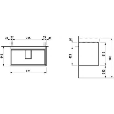 Laufen Base 2.0 szafka 82x44,5x51,5 cm podumywalkowa wisząca biała H4113021082611