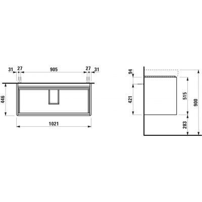 Laufen Base 2.0 szafka 102x44,5x51,5 cm podumywalkowa wisząca biała H4113121082601