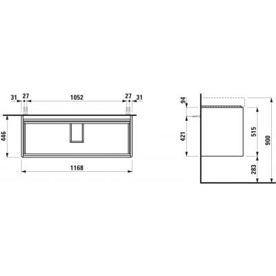 Laufen Base 2.0 szafka 117x44,5x51,5 cm podumywalkowa wisząca dąb H4113221082671