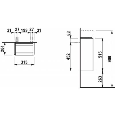 Laufen Base 2.0 szafka 31,5x20,5x51,5 cm podumywalkowa wisząca biała H4113421082601