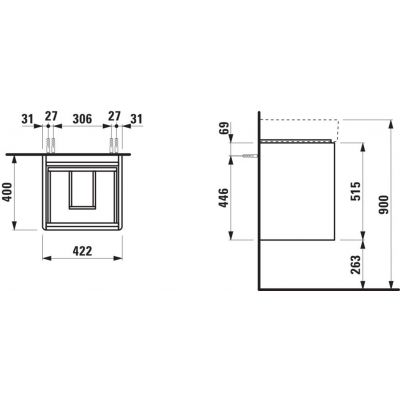 Laufen Base 2.0 szafka 42x40x51,5 cm podumywalkowa wisząca biała H4113521082611