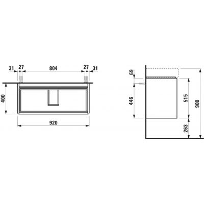 Laufen Base 2.0 szafka 92x40x51,5 cm podumywalkowa wisząca dąb H4114121082671
