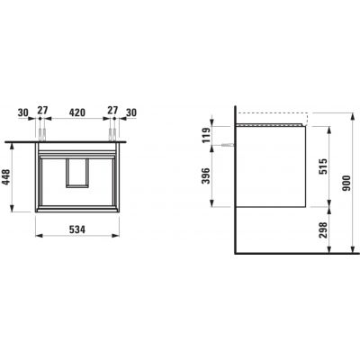 Laufen Meda szafka 53,4x44,8x51,5 cm podumywalkowa wisząca dziki dąb H4215620112671