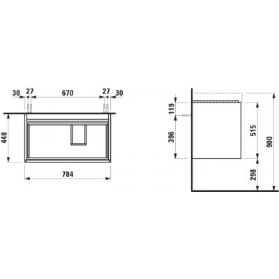 Laufen Meda szafka 78,4x44,8x51,5 cm podumywalkowa wisząca biały mat H4215920112601