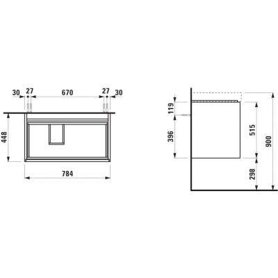 Laufen Meda szafka 44,8x78,4x51,5 cm podumywalkowa wisząca szara H4216020112661