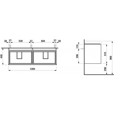 Laufen Meda szafka 128,5x45x51,5 cm podumywalkowa wisząca cappucino H4216440114651
