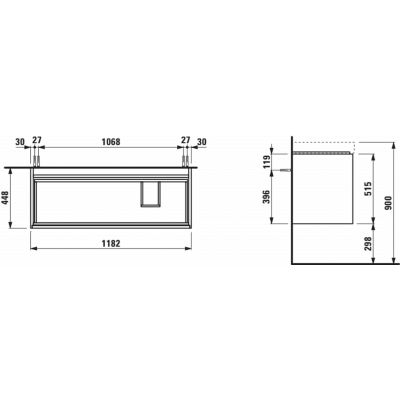 Laufen Meda szafka 118x45x51.5 cm podumywalkowa wisząca cappucino H4217620114651