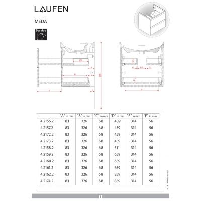 Laufen Meda szafka 118x45x51,5 cm podumywalkowa wisząca biała H4217720112601