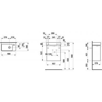 Laufen Base 2.0 umywalka z szafką 48 cm białą H8658642611141