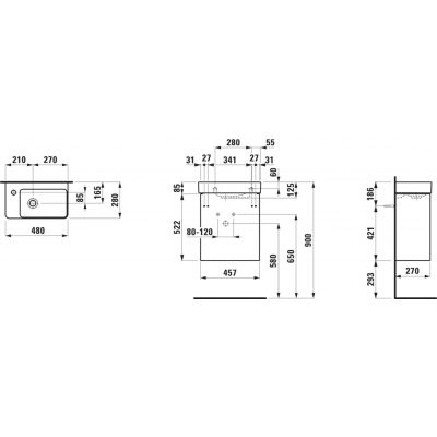 Laufen Base 2.0 umywalka z szafką 48 cm białą H8658652601131