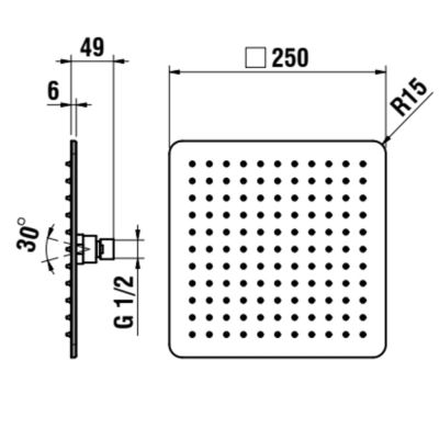 Laufen Volta deszczownica 25x25 cm kwadratowa chrom HF504821100000