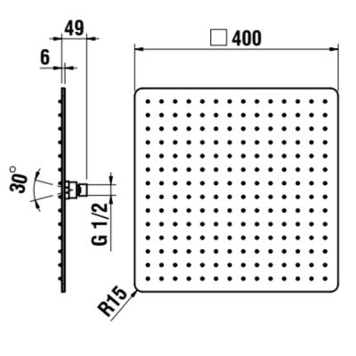 Laufen Volta deszczownica 40x40 cm kwadratowa chrom HF504823100000