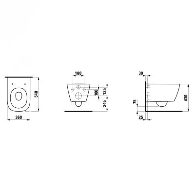 Laufen Meda zestaw miska z deską wisząca bez kołnierza biały H8661100000001