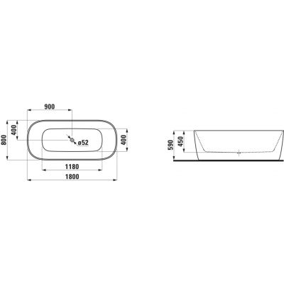 Laufen Meda wanna wolnostojąca 180x80 cm owalna miedź/biały połysk H2201121900001