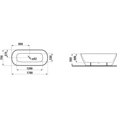 Laufen Lua wanna wolnostojąca 170x75 cm owalna biała H2400820000001