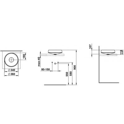 Laufen Nib umywalka 36x36 cm okrągła nablatowa biała H512NI20001121