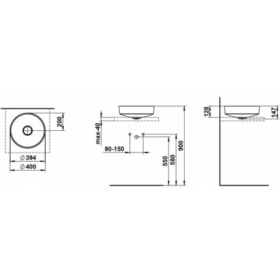 Laufen Rivo umywalka 40x40 cm okrągła nablatowa miedź szczotkowana H512RO41531121