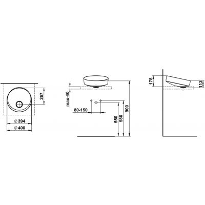 Laufen Tendo umywalka 40x40 cm okrągła nablatowa czarna H512TE47161121