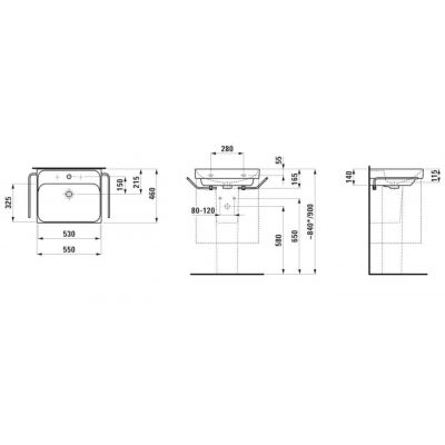 Laufen Meda umywalka 55x46 cm prostokątna ścienna-meblowa biała H8101120001091