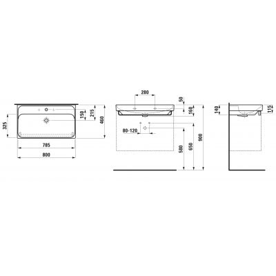 Laufen Meda umywalka 80x46 cm prostokątna ścienna-meblowa biała H8101177571091