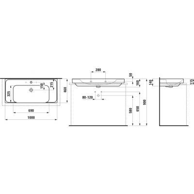 Laufen Meda umywalka 100x46 cm prostokątna ścienna-meblowa biały mat H8101197571091
