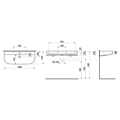 Laufen Sonar umywalka 100x42 cm półokrągła ścienna biała H8103470001041