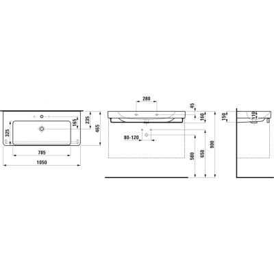 Laufen Pro X umywalka 105x46,5 cm prostokątna ścienna-meblowa biała H810869A001091