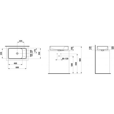 Laufen Meda umywalka 60x35 cm prostokątna nablatowa biała H8121130001051