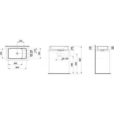 Laufen Meda umywalka 60x35 cm prostokątna nablatowa biały mat H8121137571131
