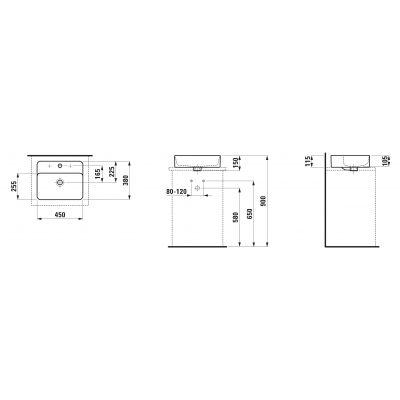 Laufen Val umywalka 45x38 cm prostokątna nablatowa biała H8122807571041