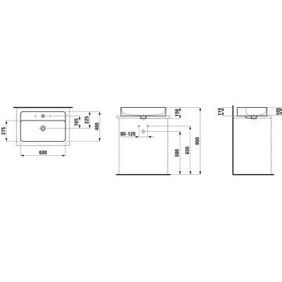 Laufen Val umywalka 60x40 cm prostokątna nablatowa biała H8122854001041