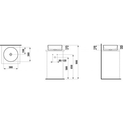 Laufen Savoy umywalka 38x38 cm okrągła nablatowa biały mat H8129417571121